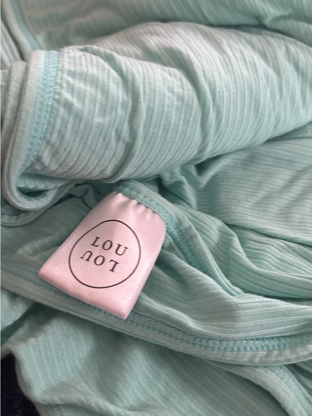 Lou Lou Mint Green Ribbed swaddle